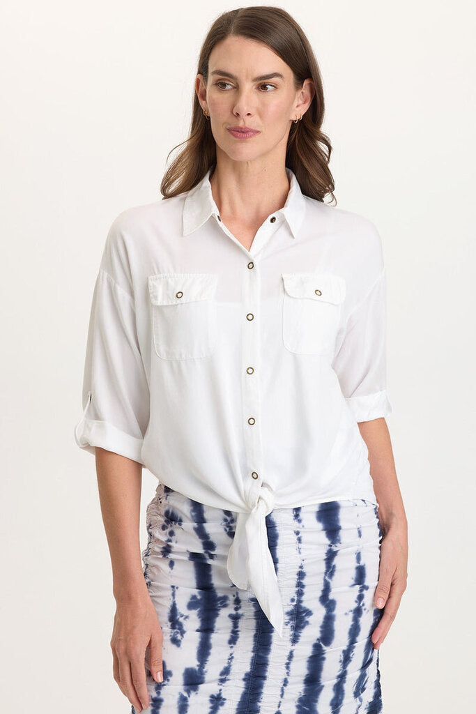 WEARABLES White Lightweight Tie-Front Top