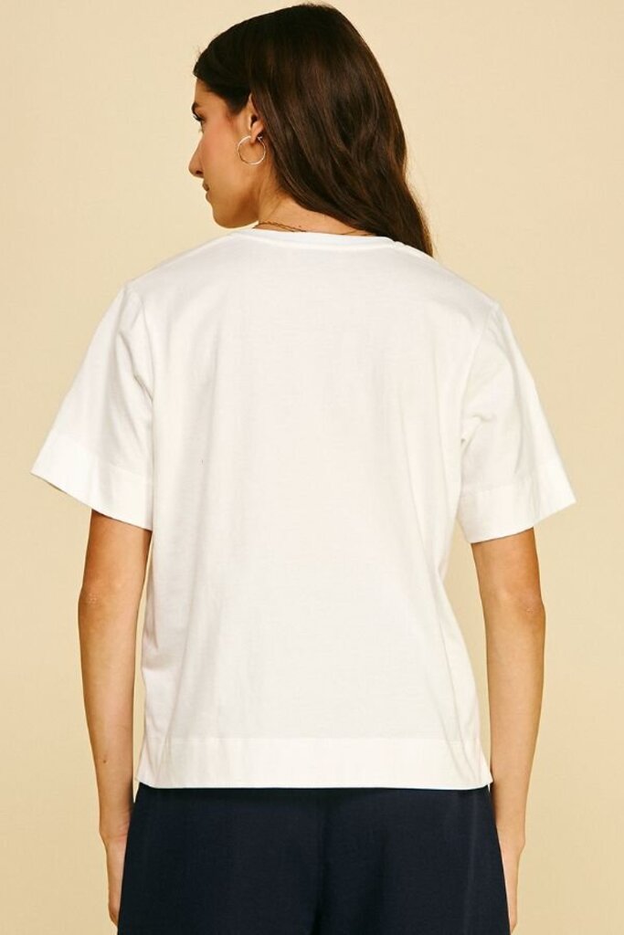 PINCH White Classic V-neck Cotton Top