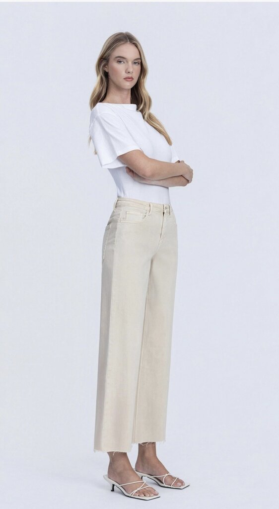 VERVET White Swan High Rise Crop Wide Leg Jeans