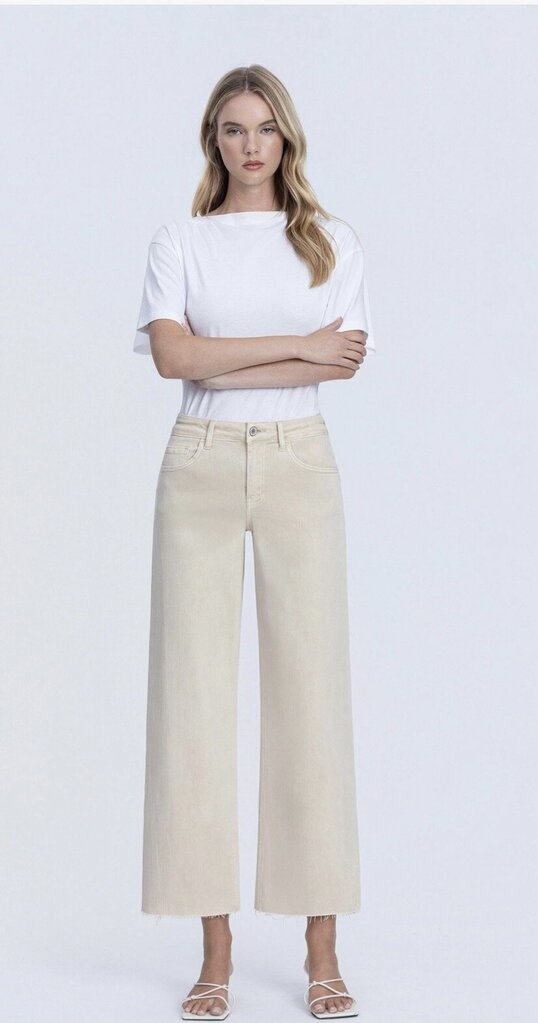 VERVET White Swan High Rise Crop Wide Leg Jeans