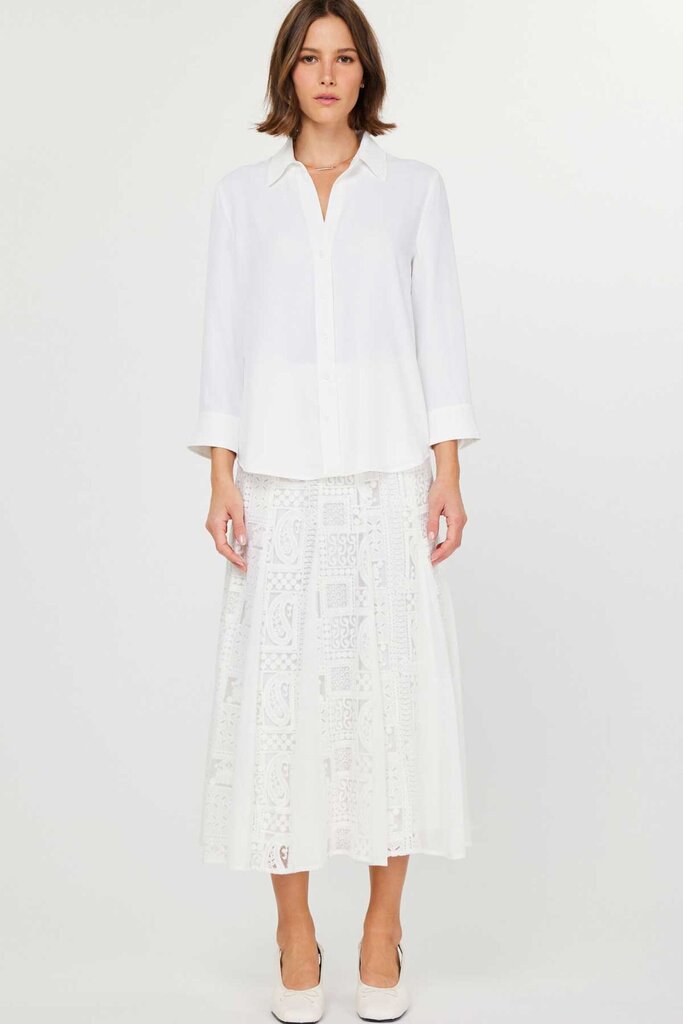 CURRENT AIR White Mid Sleeve Button-up Top