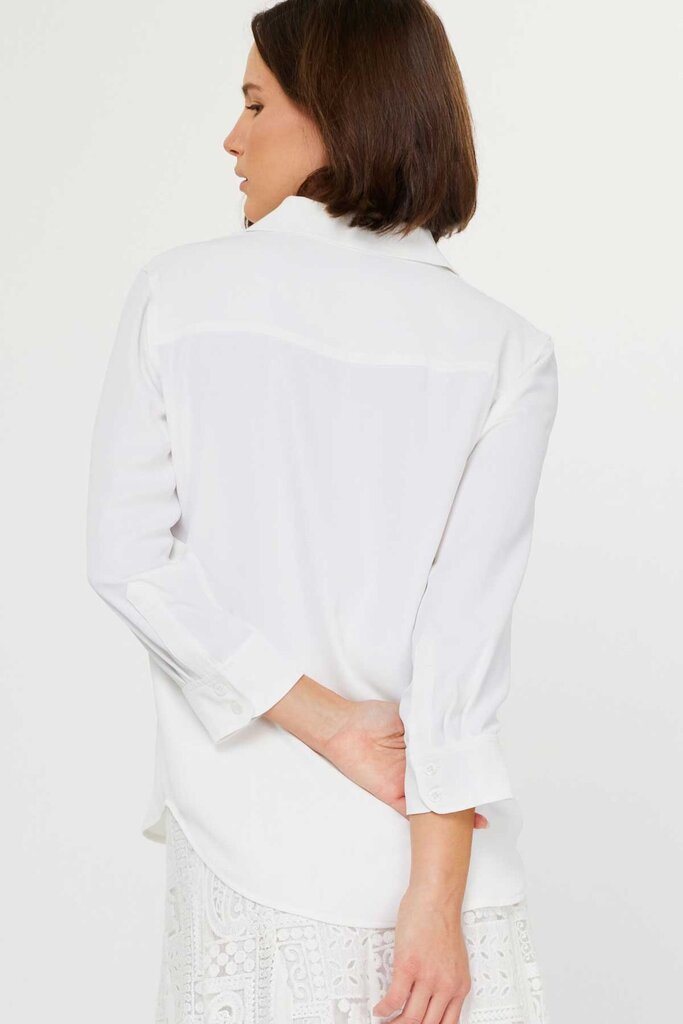 CURRENT AIR White Mid Sleeve Button-up Top