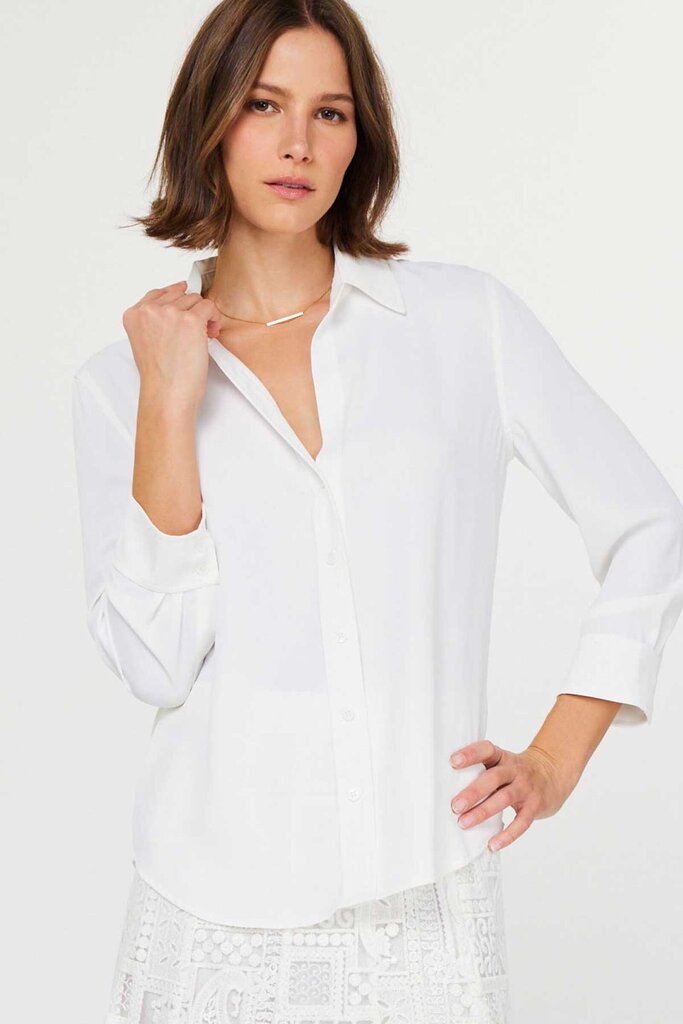 CURRENT AIR White Mid Sleeve Button-up Top