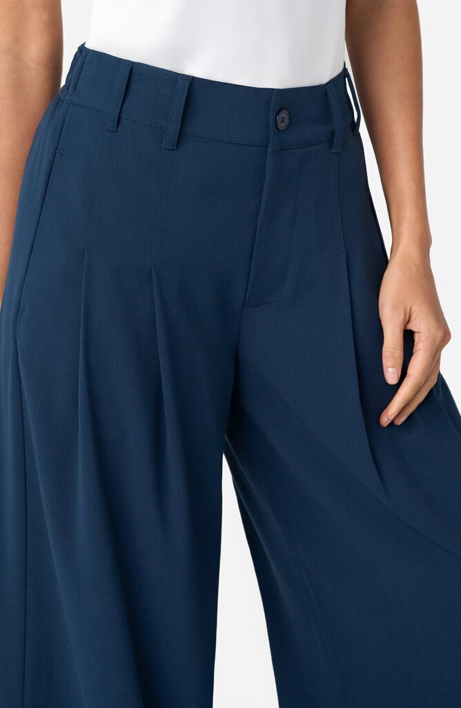 LIVER POOL High Rise Oxford Navy Pleated Wide Leg Trouser