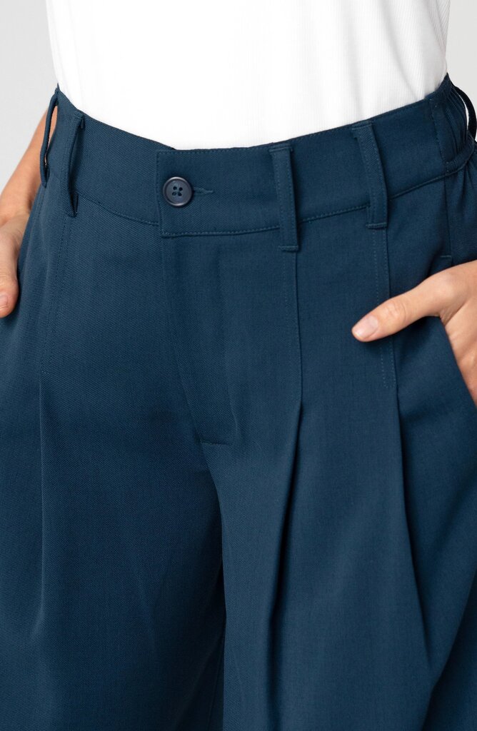 LIVER POOL High Rise Oxford Navy Pleated Wide Leg Trouser