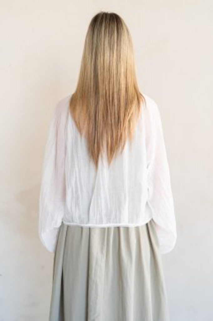 ELLE GREY White Sheer Zip-Up Lightweight Long Sleeve Jacket