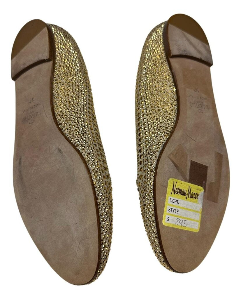 VALENTINO Gold Studded Loafer Shoes