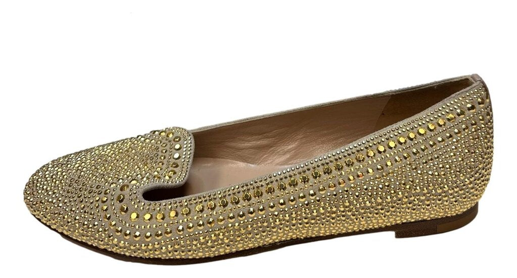 VALENTINO Gold Studded Loafer Shoes