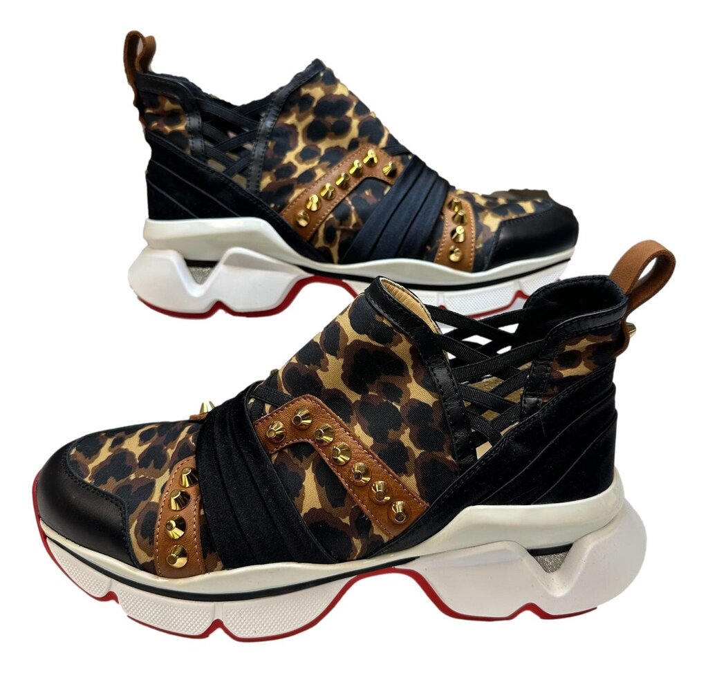 CHRISTIAN LOUBOUTIN Leopard Studded Run Sneaker Shoe