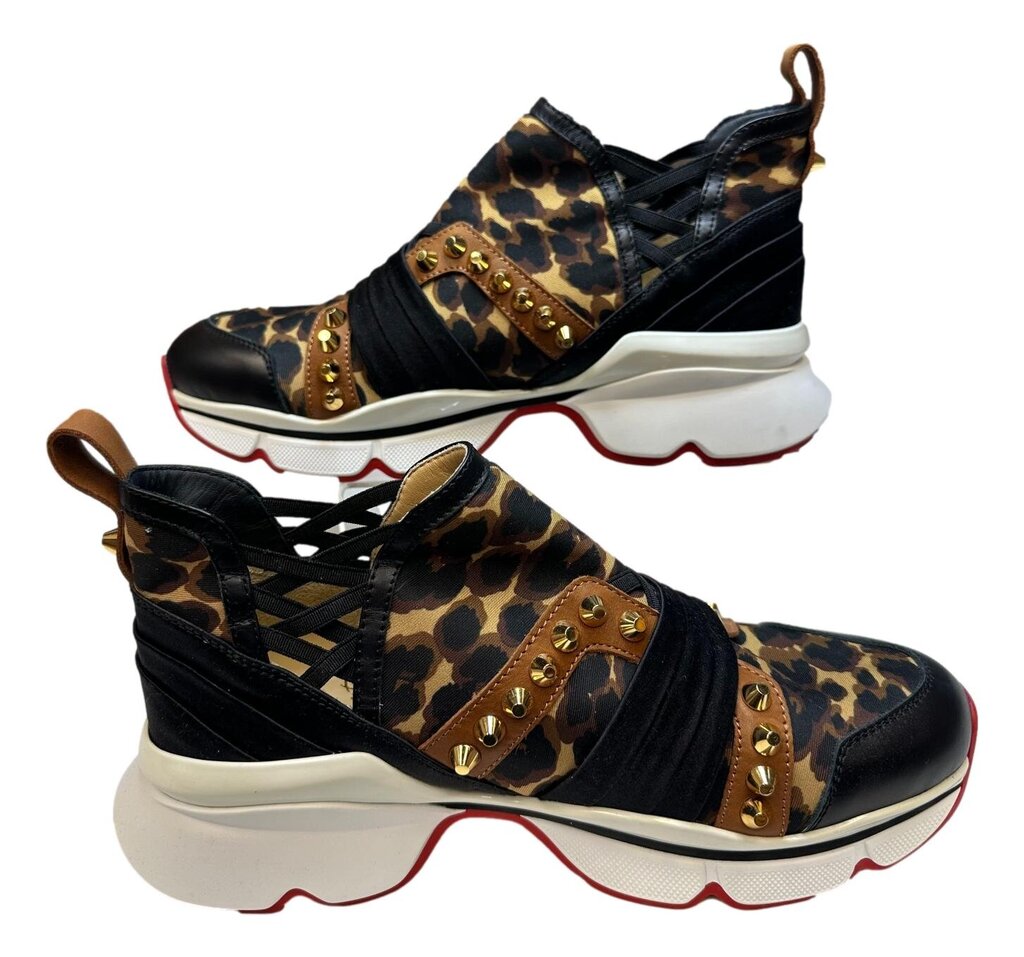 CHRISTIAN LOUBOUTIN Leopard Studded Run Sneaker Shoe