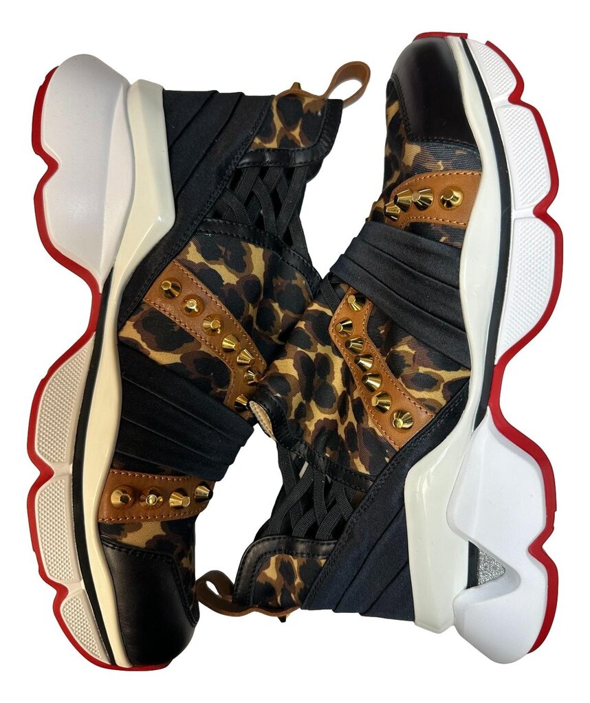 CHRISTIAN LOUBOUTIN Leopard Studded Run Sneaker Shoe