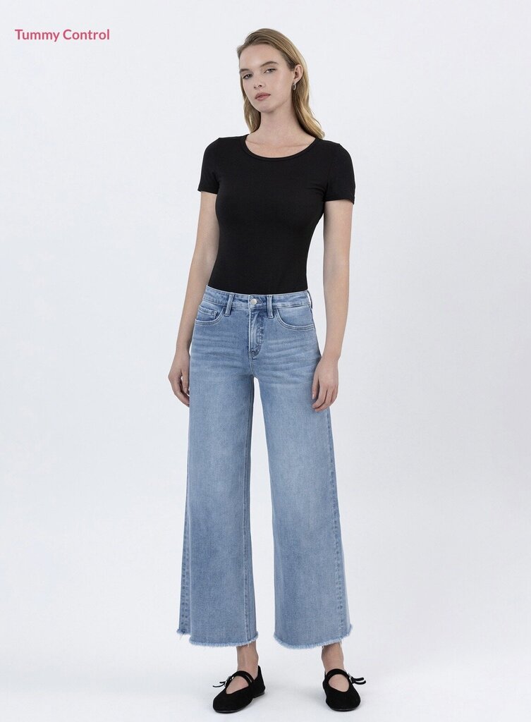 VERVET Tummy Control High Rise Ankle Wide Leg Jeans