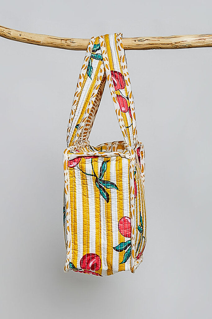 POL Mustard and White Stripe Cherry Mini Quilted Bag