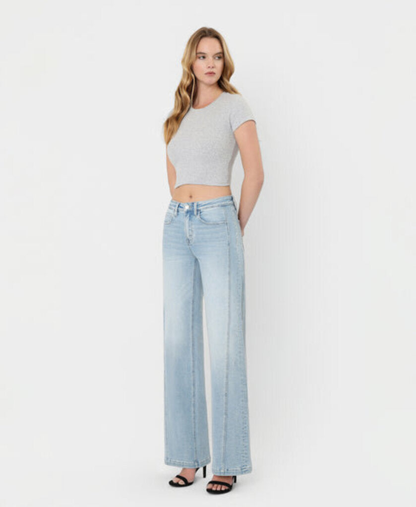 VERVET High Rise Side Panel Wide Leg Jean