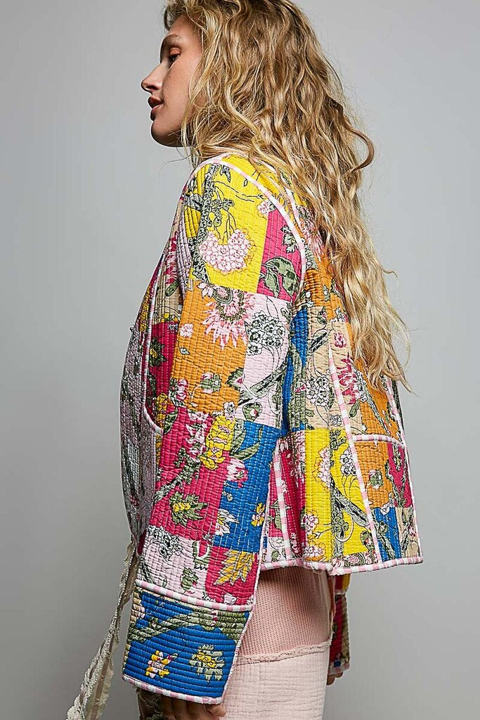 POL Pink and Multi Quilted Jacket