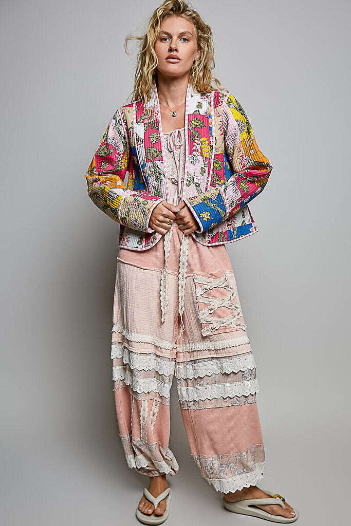 POL Pink and Multi Quilted Jacket