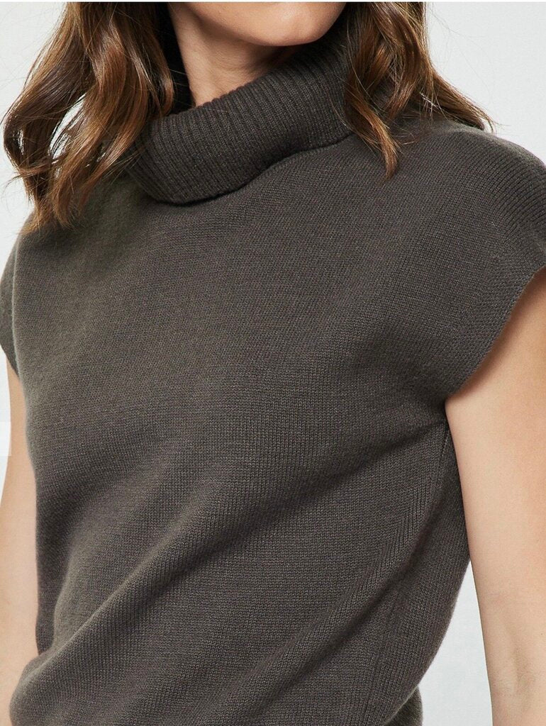 CURRENT AIR Stone Cap Sleeve Wool Sweater Top