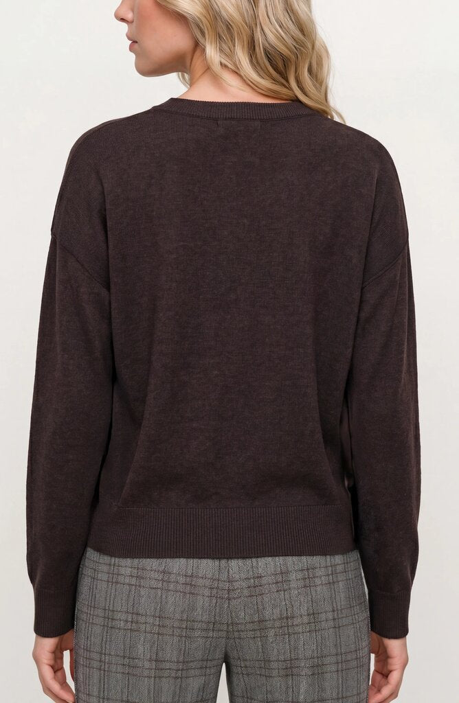 LIVERPOOL Chocolate Draped Neck Mixed Media Sweater