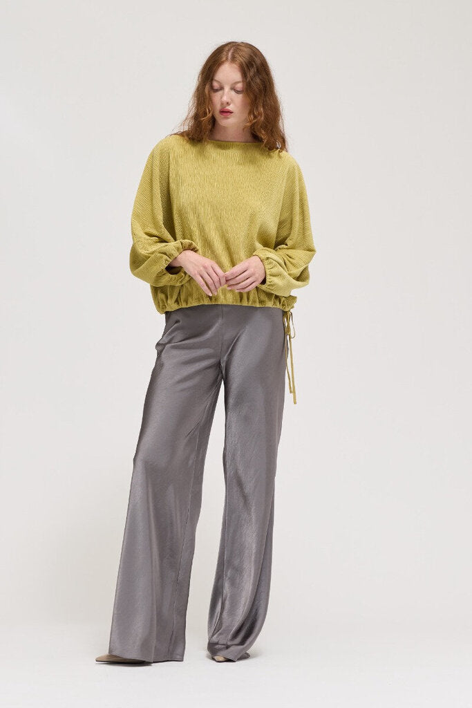 GRADE & GATHER Olive Long Sleeve Bubble Hem Top