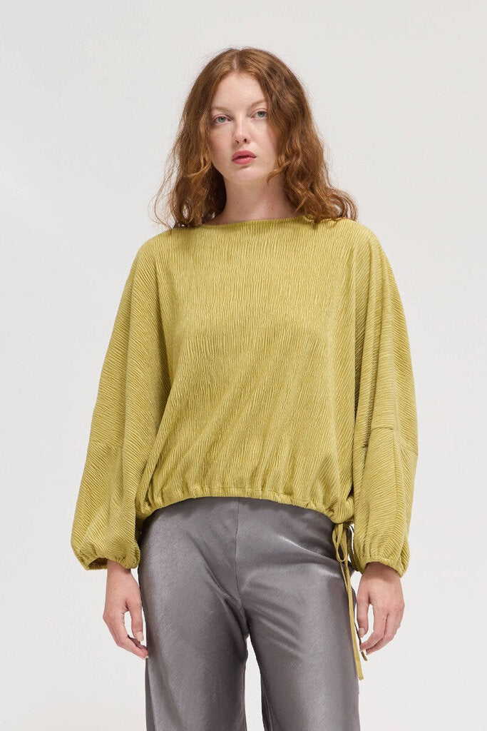 GRADE & GATHER Olive Long Sleeve Bubble Hem Top