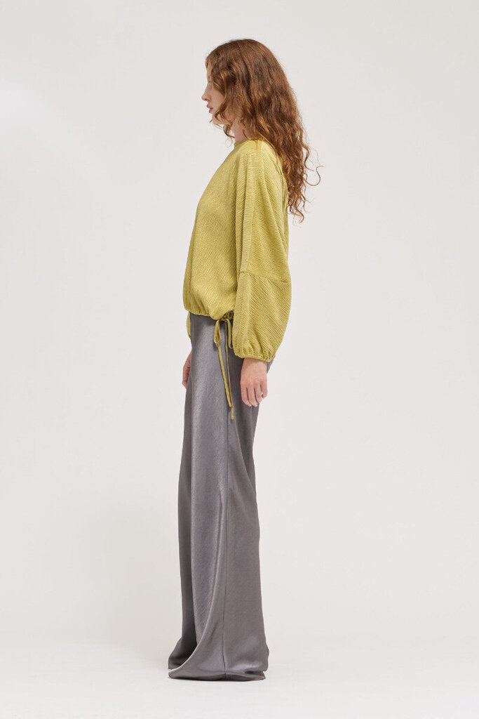 GRADE & GATHER Olive Long Sleeve Bubble Hem Top
