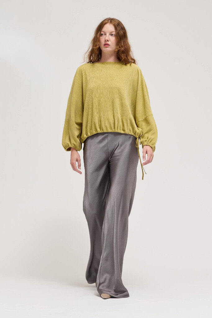 GRADE & GATHER Olive Long Sleeve Bubble Hem Top
