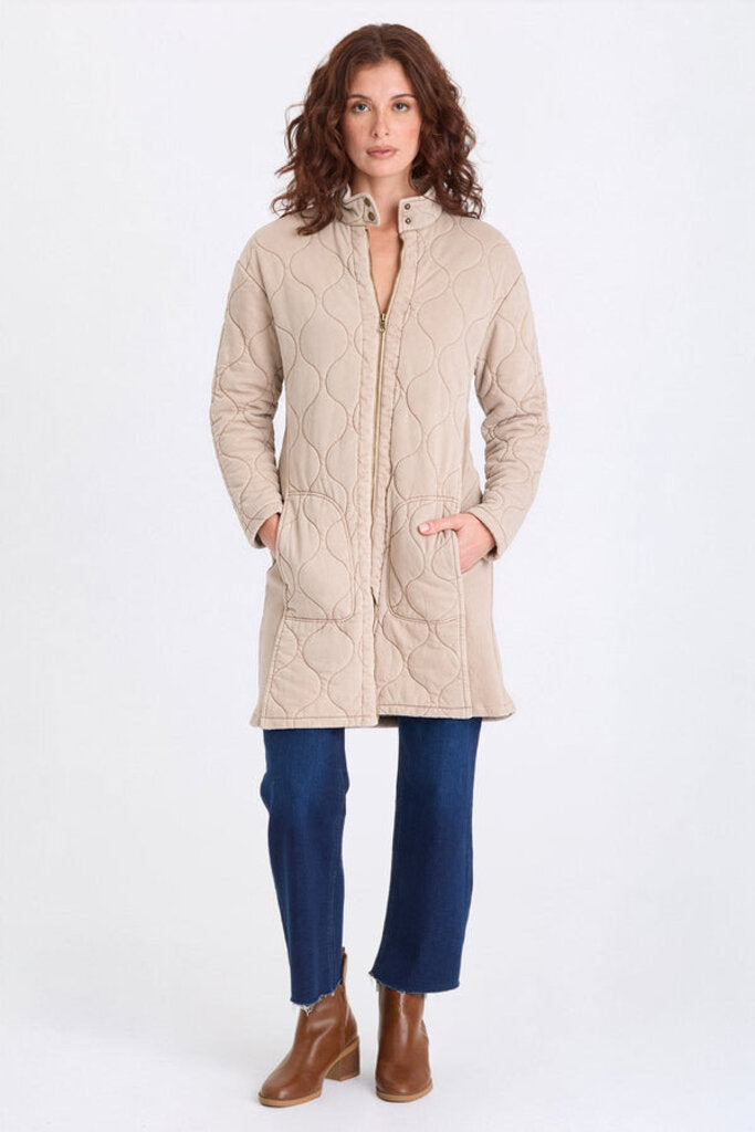 XCVI Khaki Wave Quilting Long Sleeve Jacket