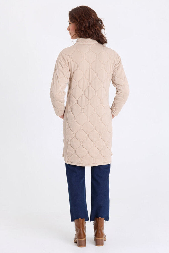 XCVI Khaki Wave Quilting Long Sleeve Jacket