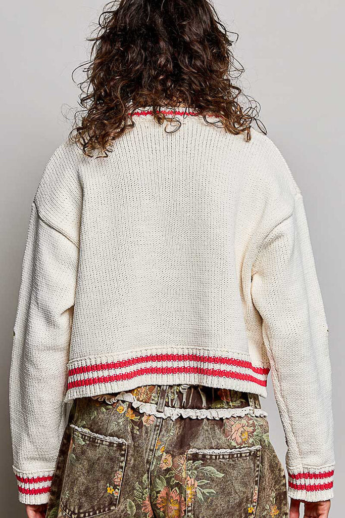 POL Cream Long Sleeve with Embroidered Cherries