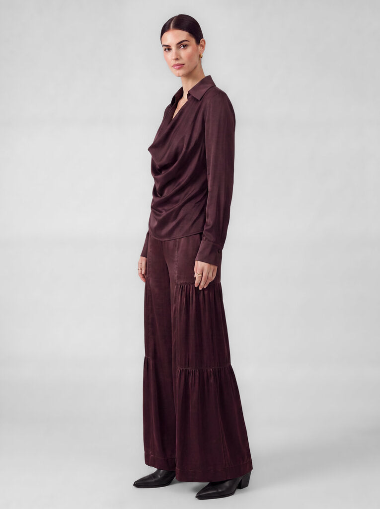CURRENT AIR Deep Burgundy Long Sleeve Blouse Top
