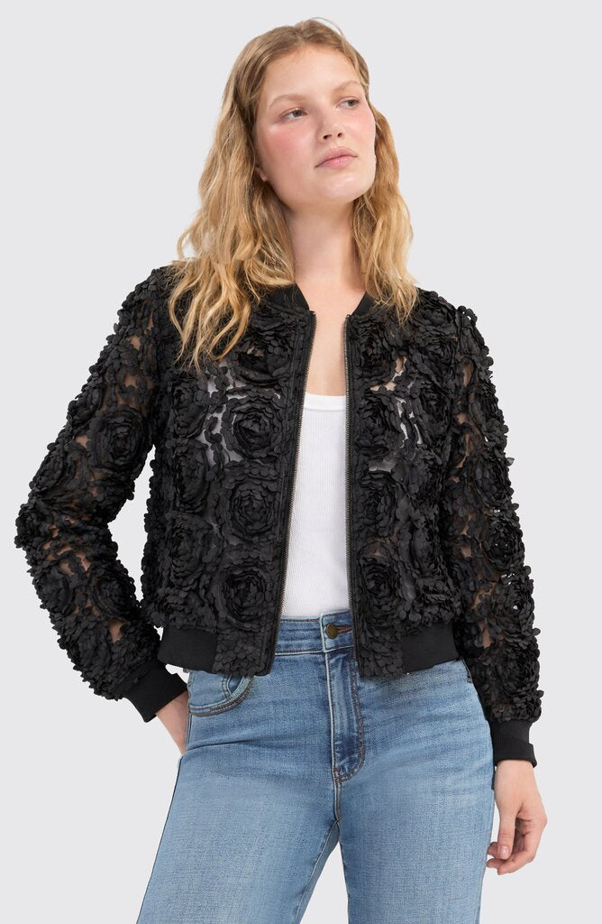 LIVERPOOL Black Textured Long Sleeve Bomber Jacket