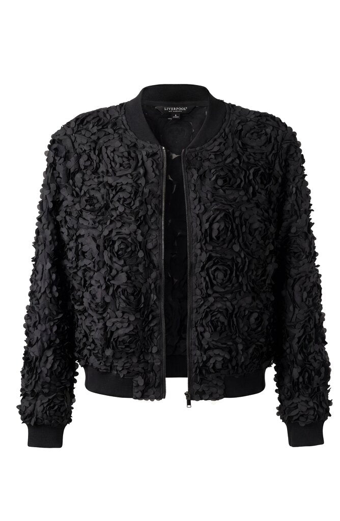 LIVERPOOL Black Textured Long Sleeve Bomber Jacket