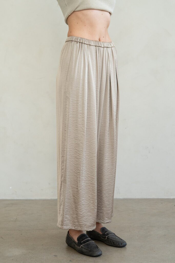 ELLE GREY Champagne Wide Leg Satin Look Pant