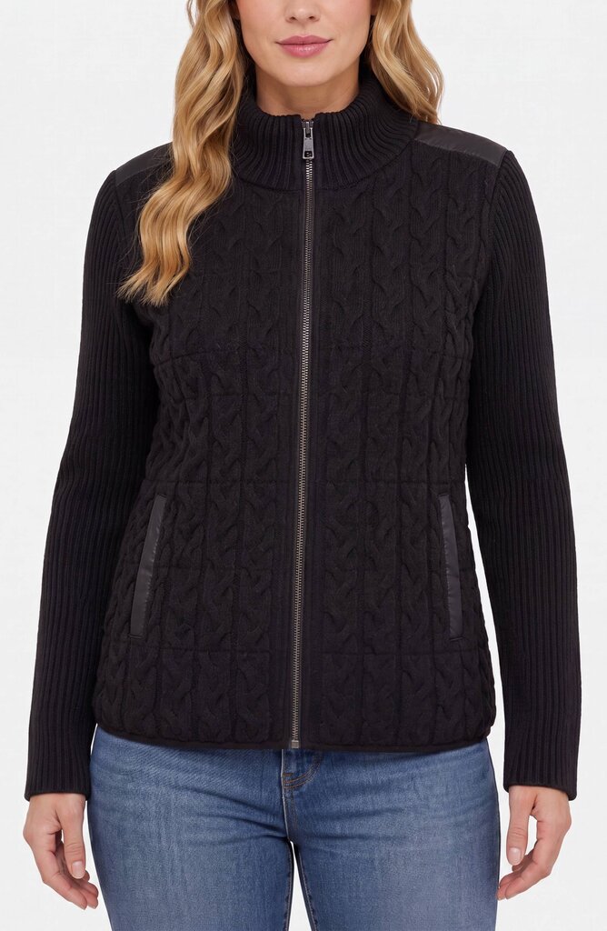 LIVERPOOL Cable knit & Quilted Sweater Zip-Up Jacket