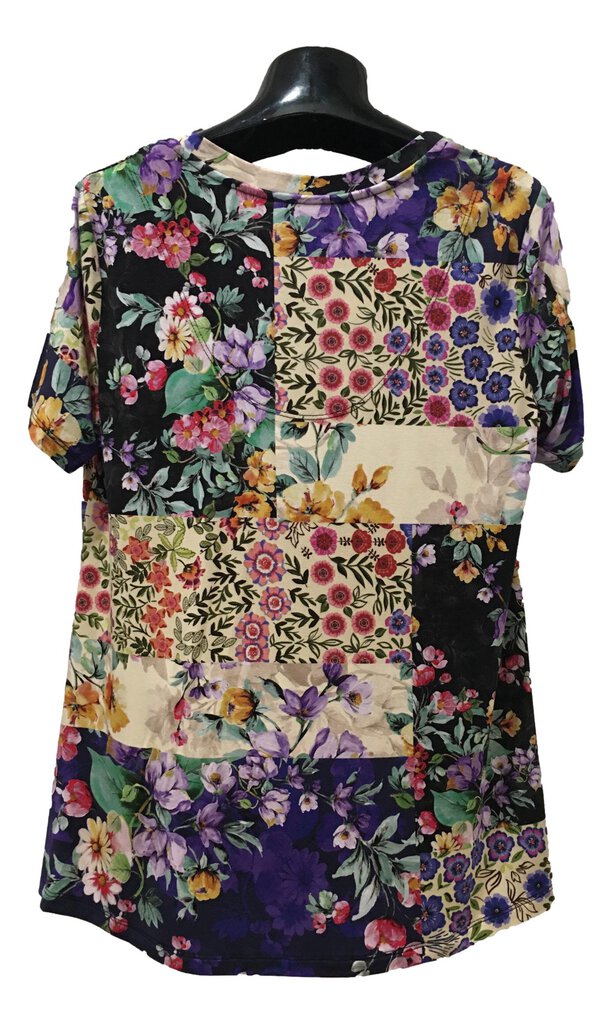 JOHNNY WAS Sky Flower Top V-Neck Bamboo Short Sleeve Swing Tee