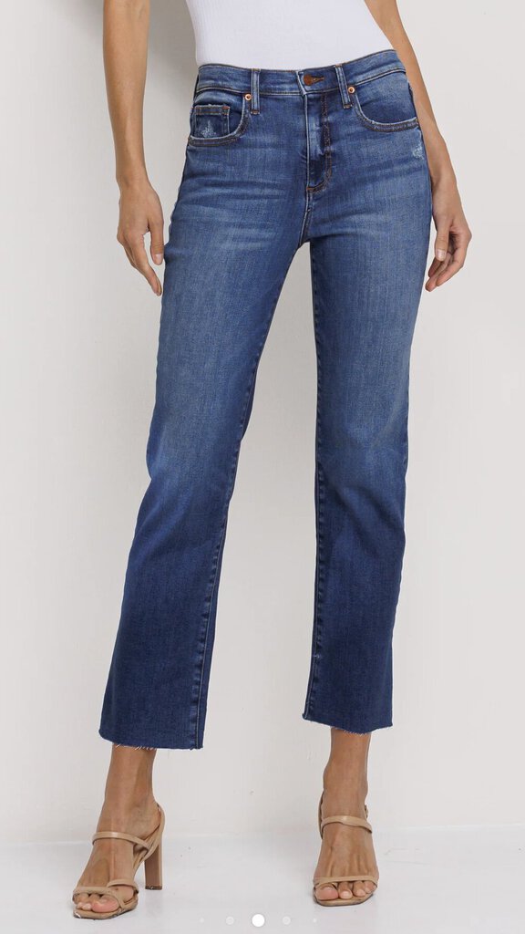 SNEAK PEEK Med Dark High Rise Slim Straight Jean