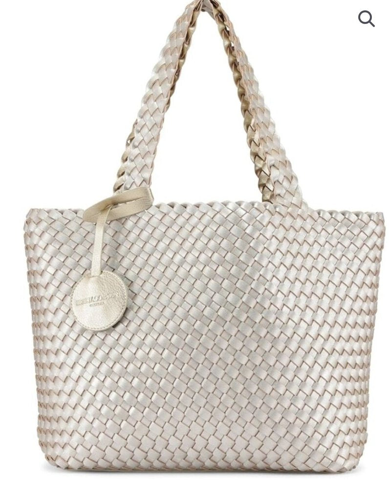 ILSE JACOBSEN SILVER AND GOLD REVERSIBLE TOTE BAG