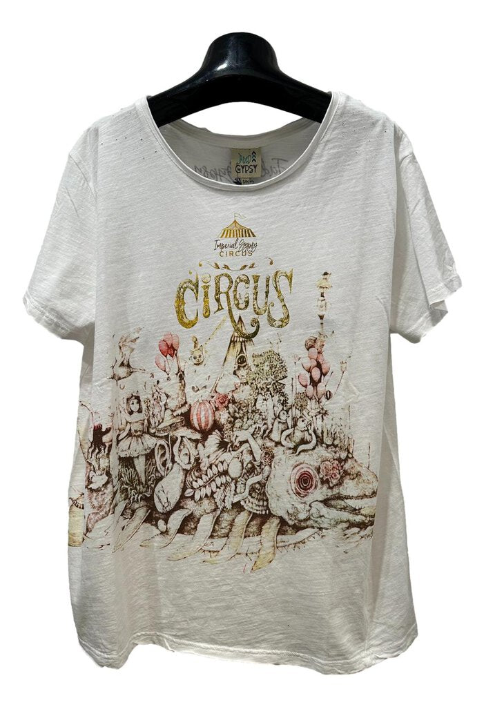 JADED GYPSY White Short Sleeve Cotton Circus Top