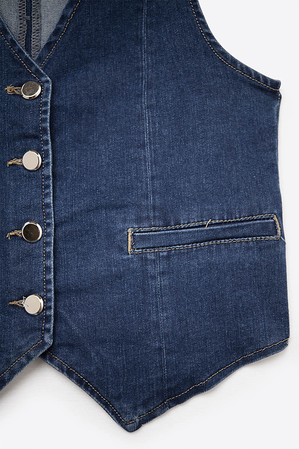 dark wash denim Vest with Silver Buttons