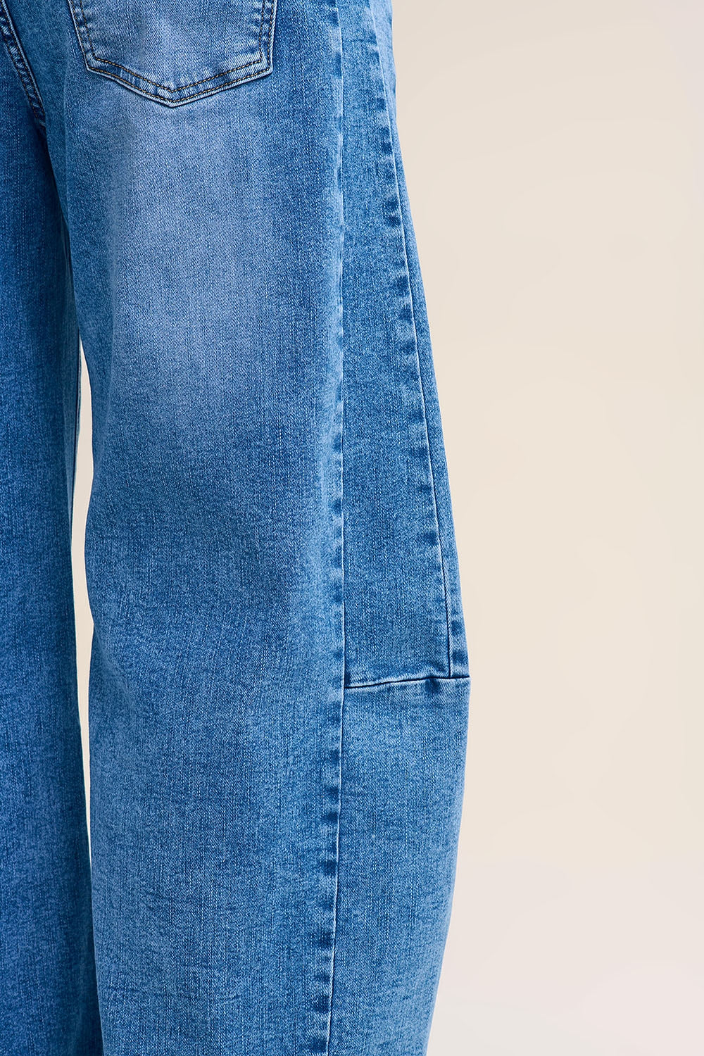wide leg Barrel Blue Denim Jeans in light wash