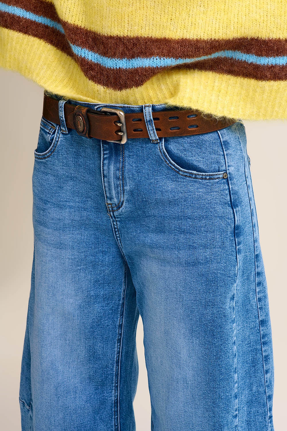 wide leg Barrel Blue Denim Jeans in light wash
