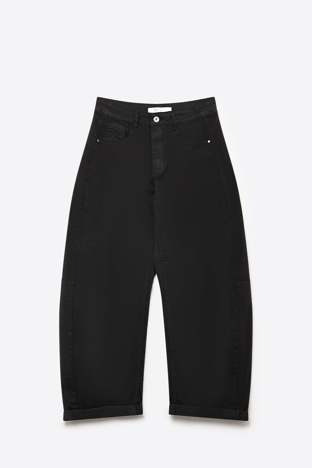 Black Wide-Leg Barrel style Pants with Rolled Hems