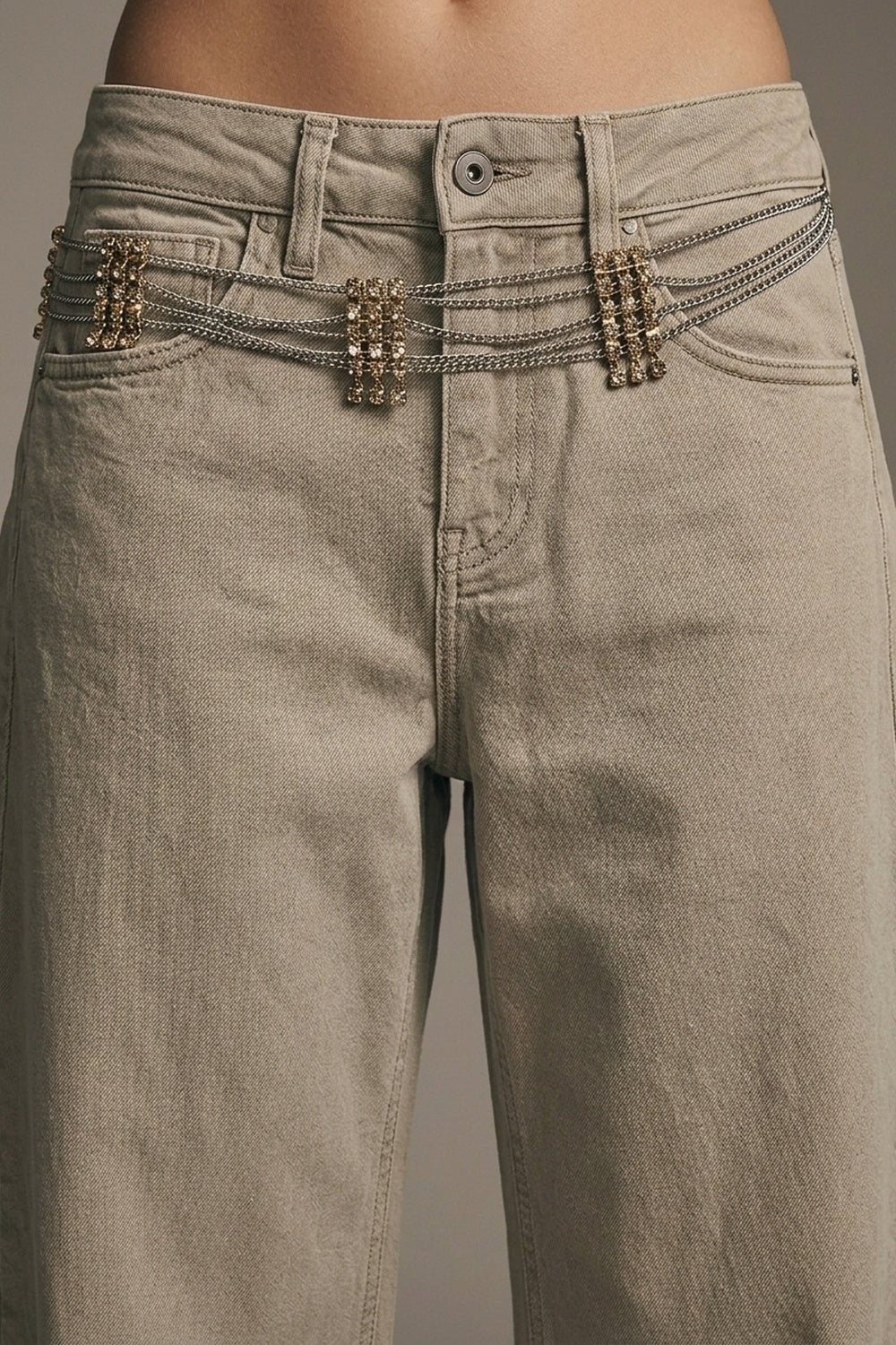 Trendy Beige Barrel Balloon Jeans with Pockets