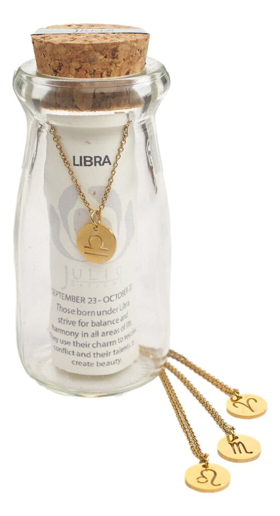 JULIO Bottled Zodiac Symbol Necklace in Silver or Gold