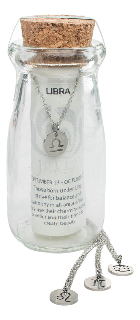 JULIO Bottled Zodiac Symbol Necklace in Silver or Gold