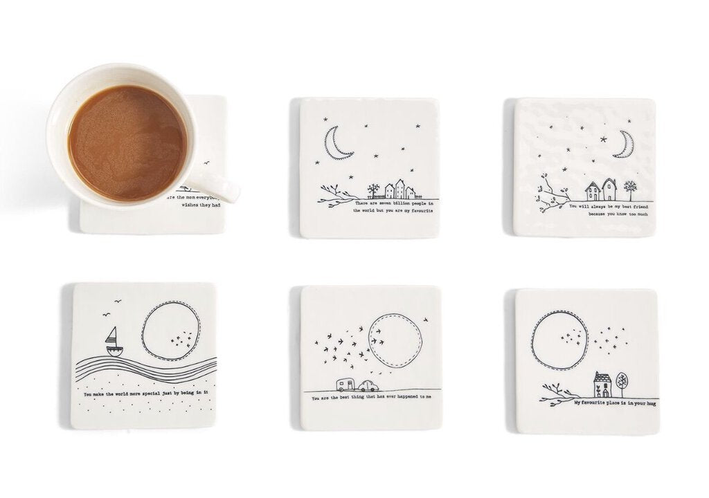 White Square Porcelain Drink Coasters