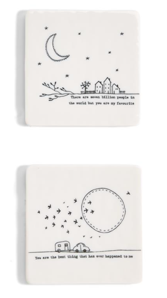 White Square Porcelain Drink Coasters