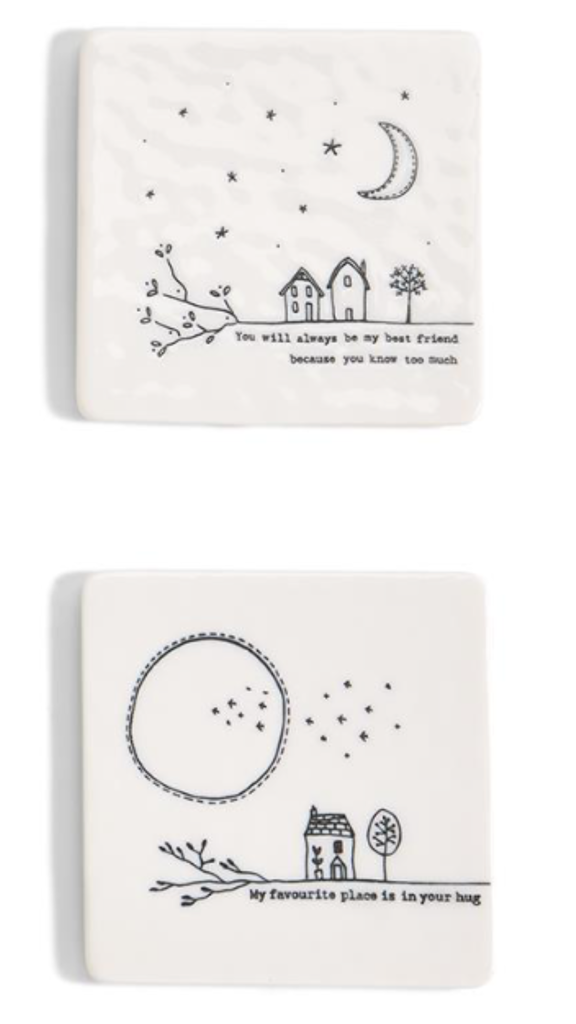 White Square Porcelain Drink Coasters