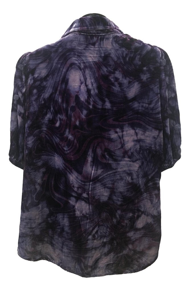 JOHNNY WAS Junia Lisbon Purple Button-Down Velvet Top