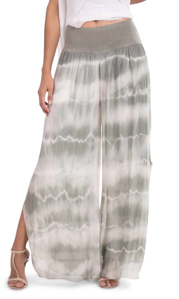 GIGI Tie Dye Silk Lined Pants with Side Slit - Two Colors